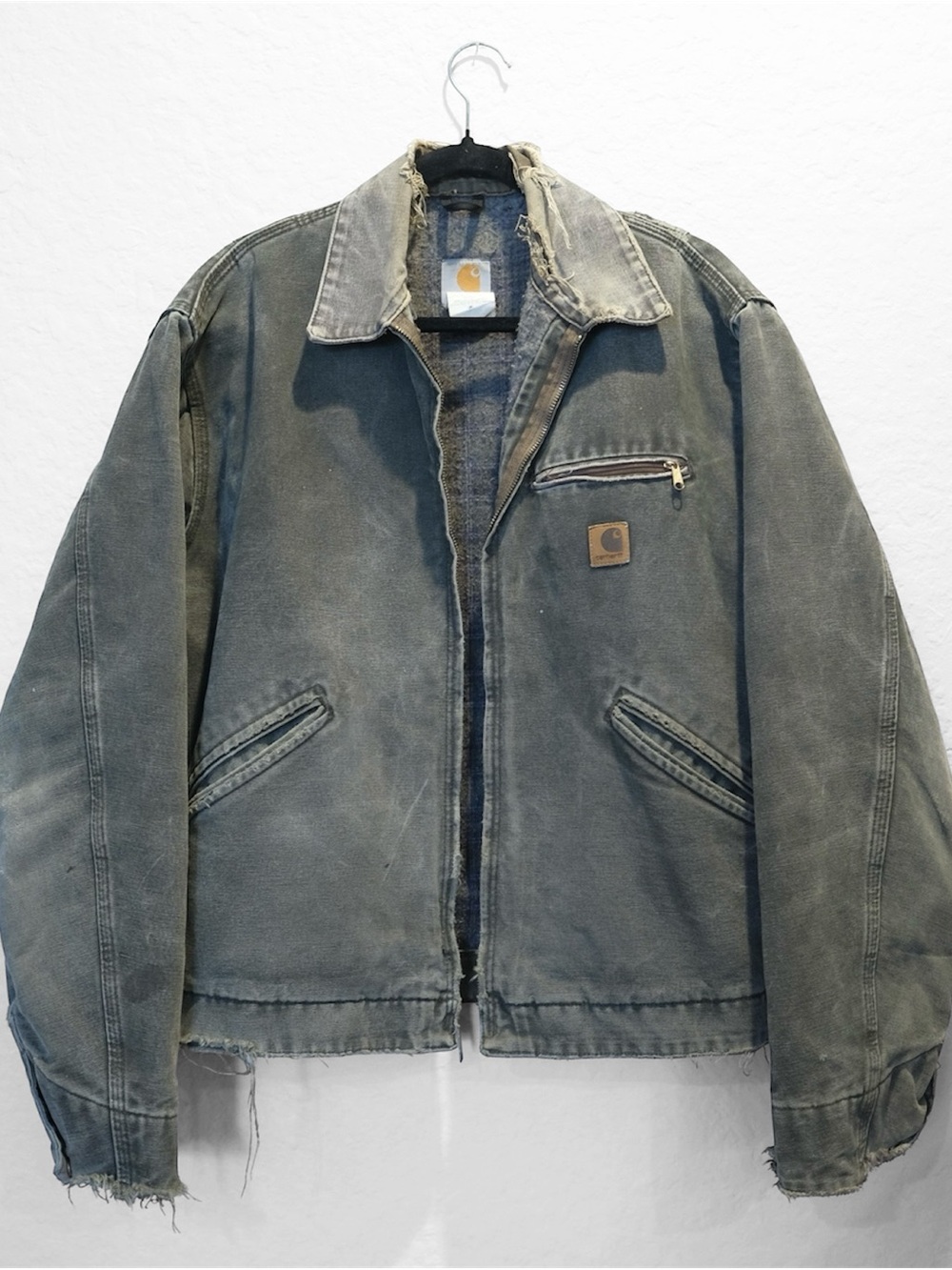 Vintage Carhartt Detroit Jacket J97 MOS Moss Green Faded Distressed Men’s L Rare